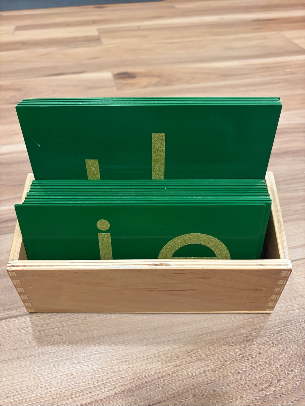 Green Alphabet Learning Cards with Wooden Holder